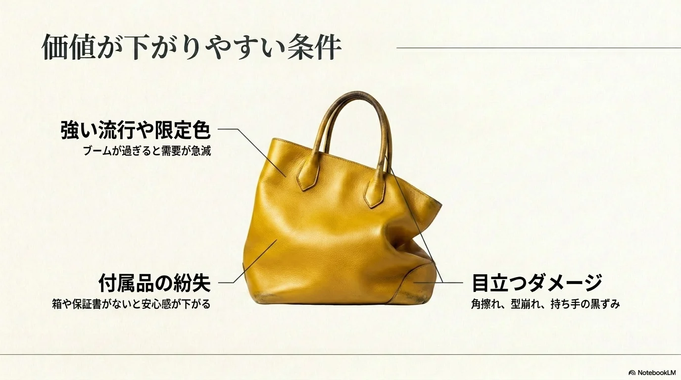 ブランドバッグのリセール価値が下がりやすい条件