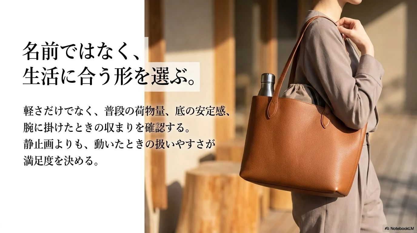 名前ではなく生活に合うゴヤールのバッグを選ぶイメージ