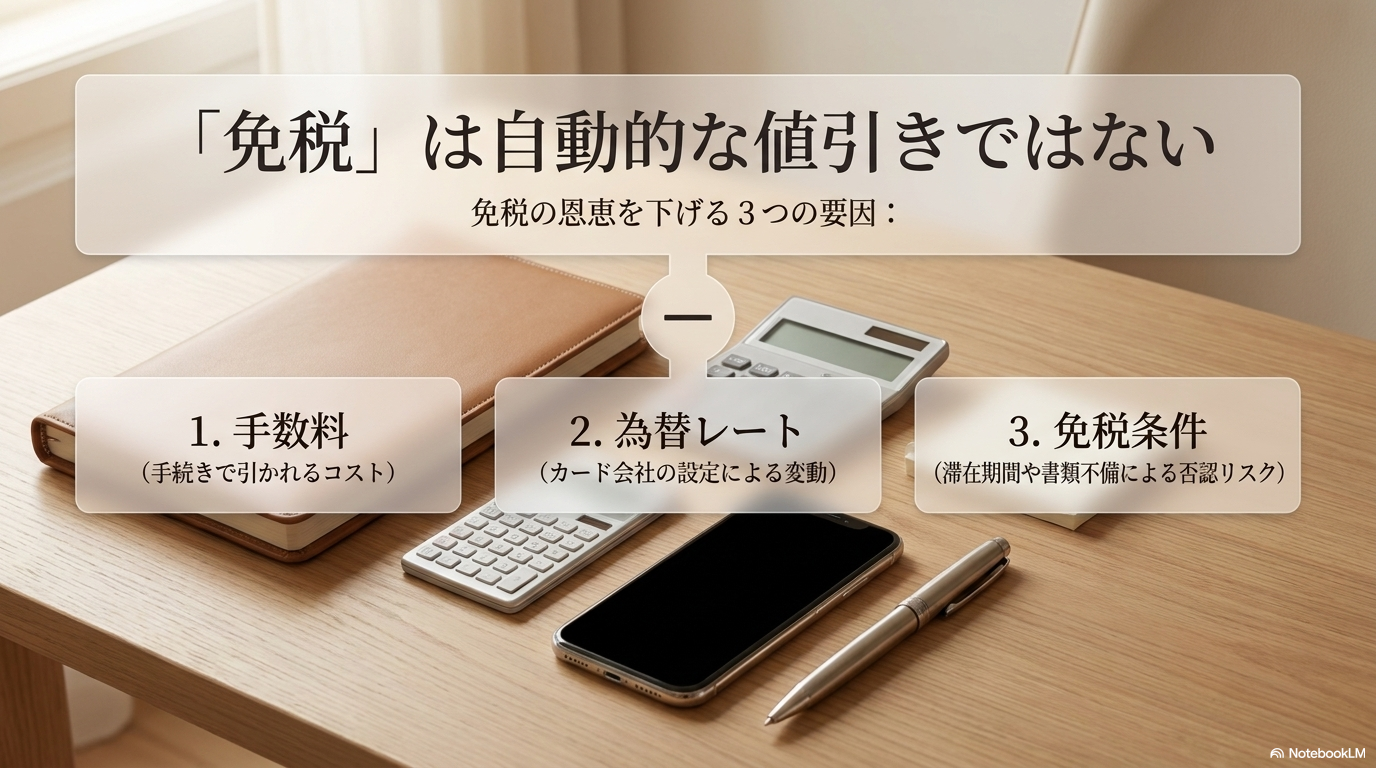 免税還付で差額が変わる要因を整理した図