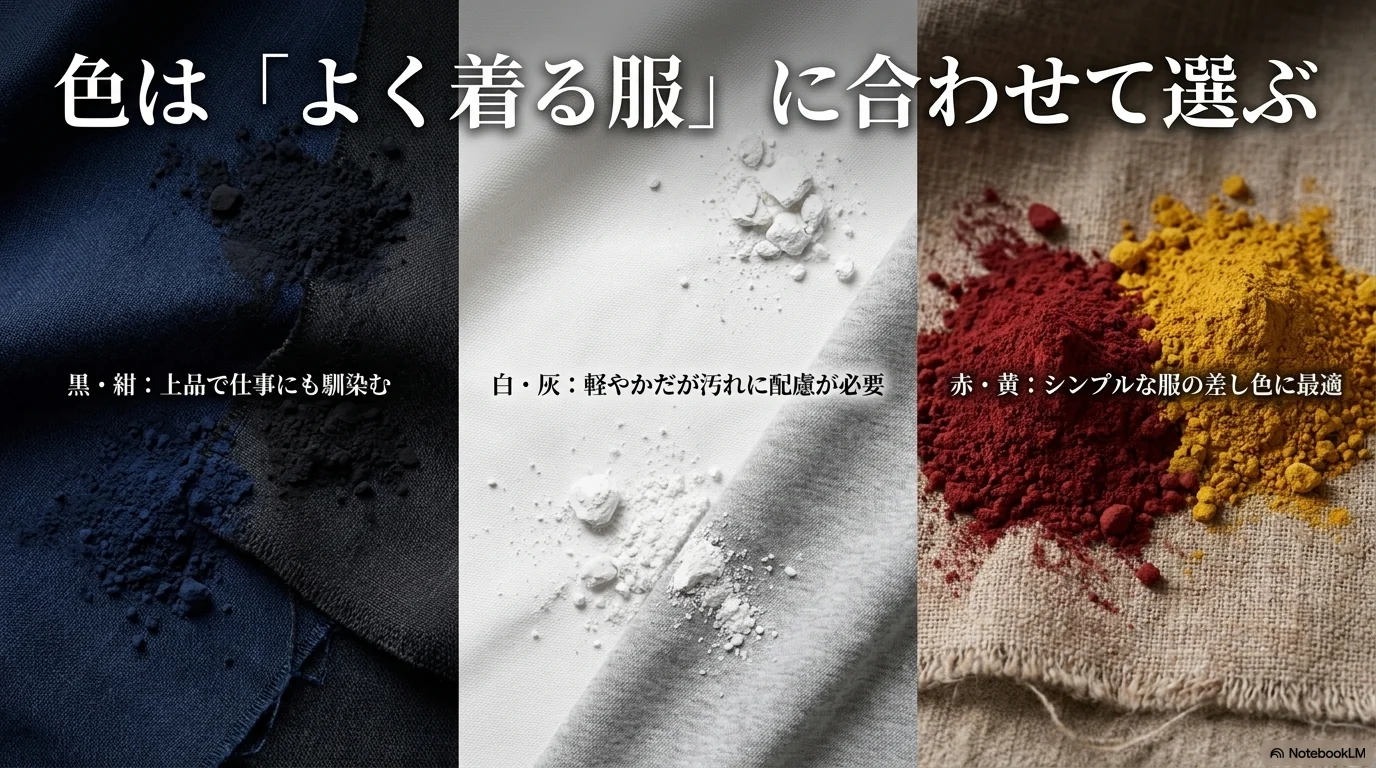 ゴヤールの色を普段よく着る服に合わせて選ぶイメージ