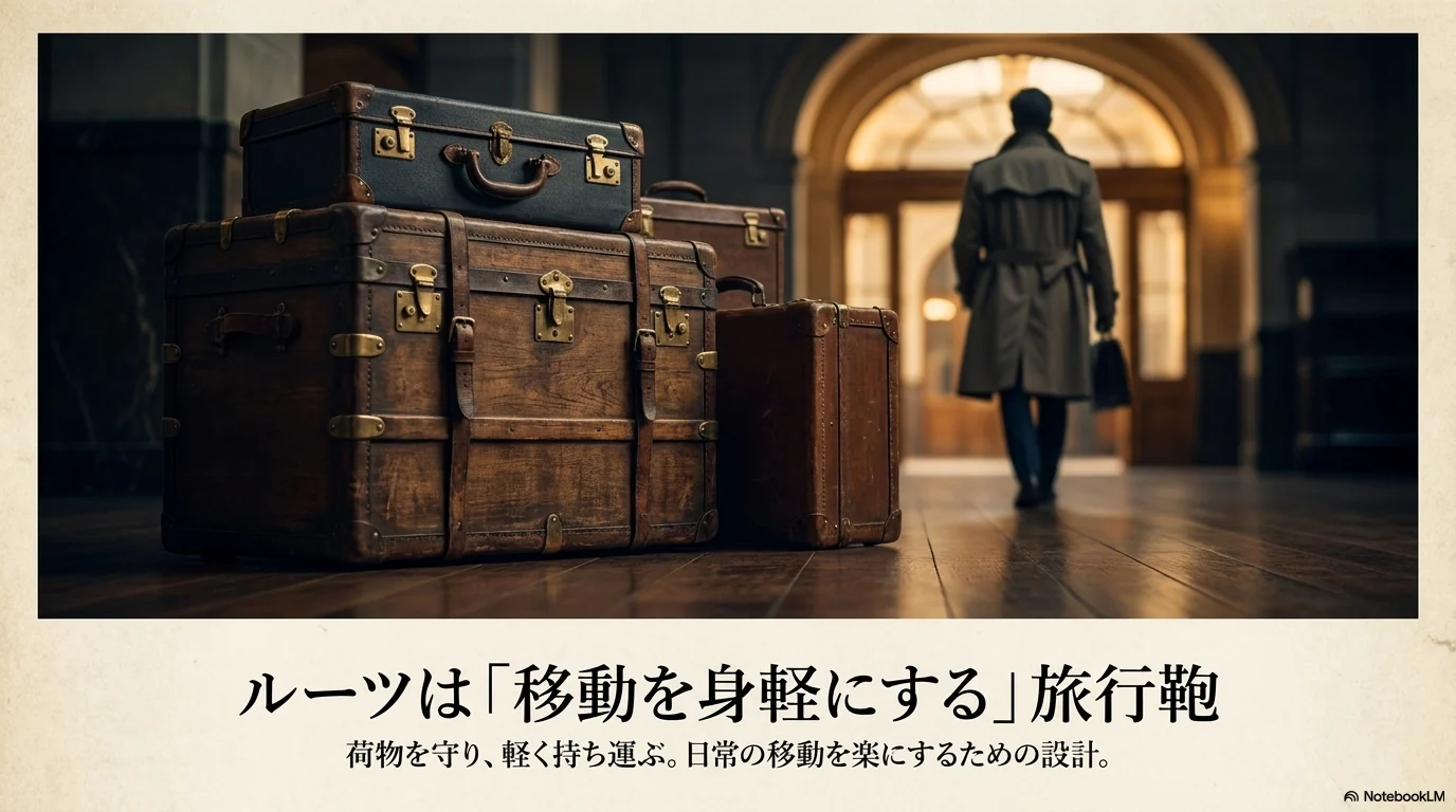 ゴヤールの旅行道具としてのルーツを示すイメージ