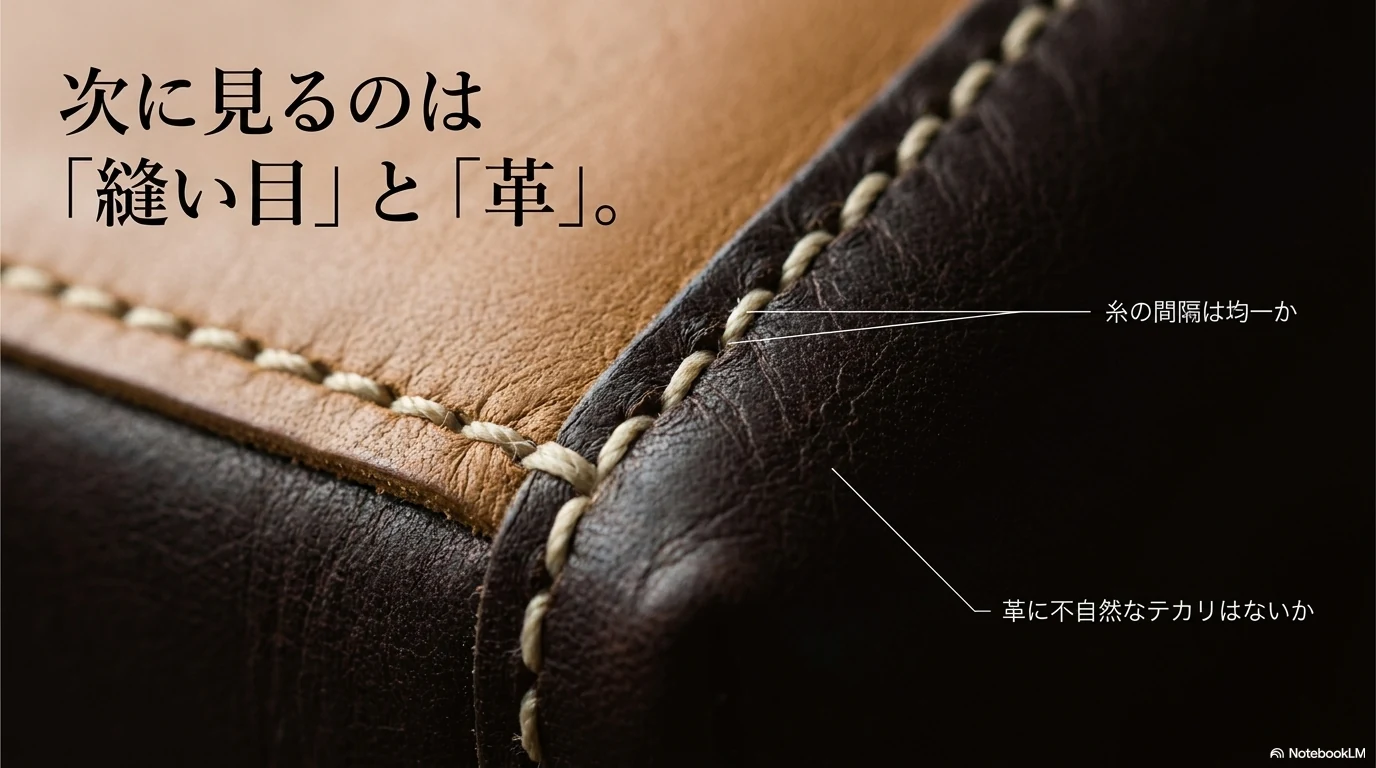 ロエベの縫い目と革を確認するポイント