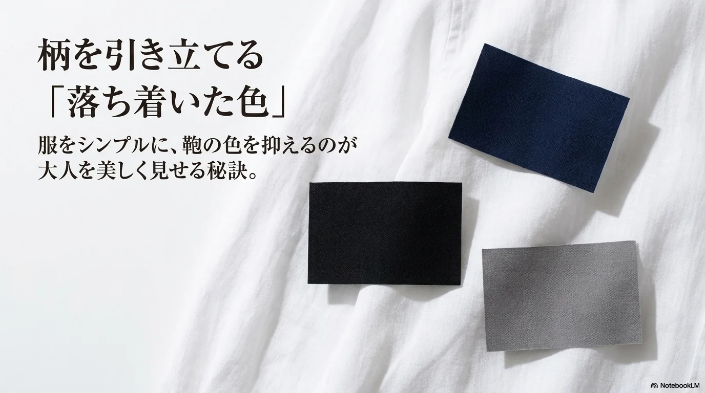 柄バッグを落ち着いた色で選ぶポイントのイメージ