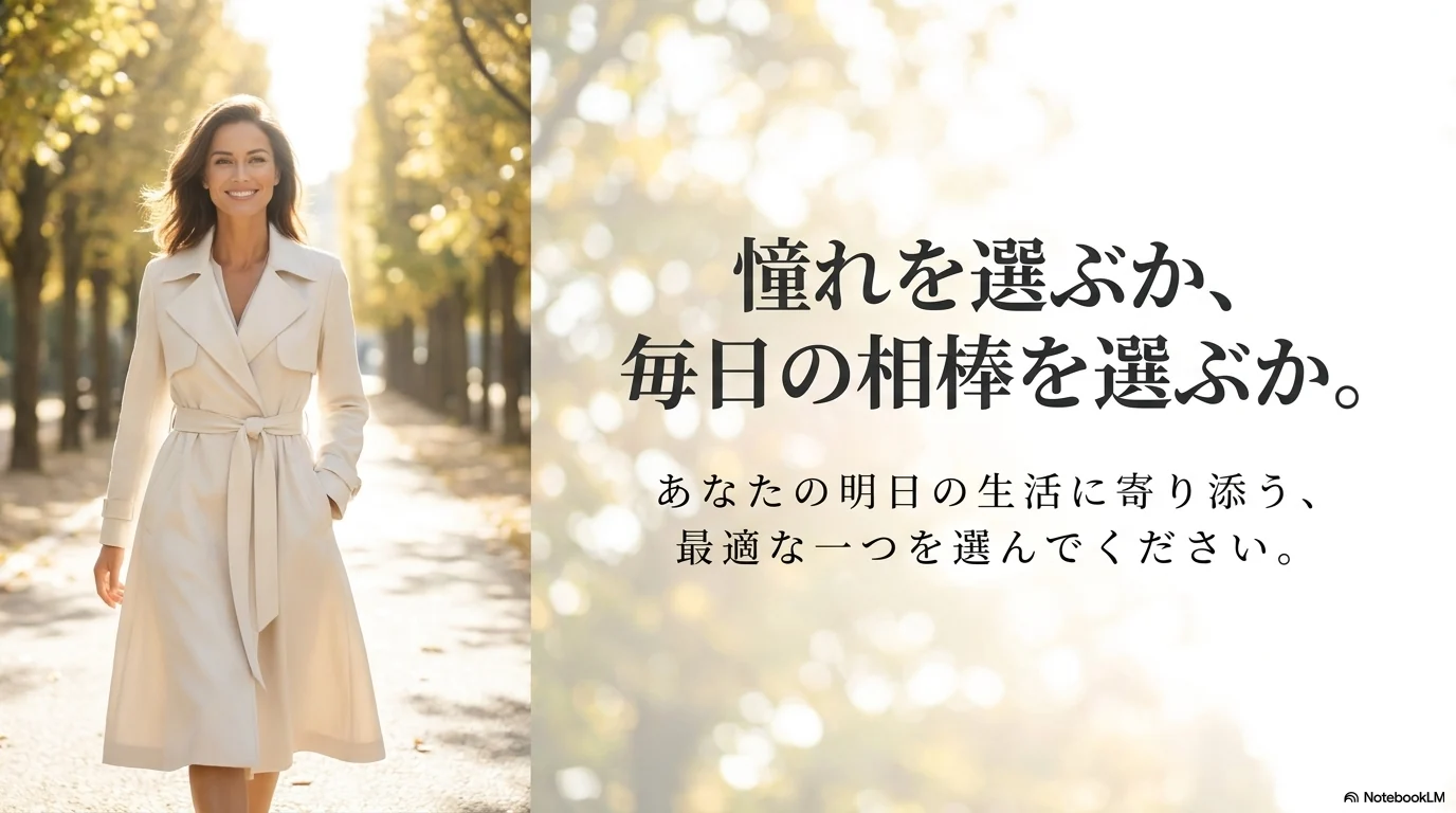 憧れと毎日の相棒のどちらを選ぶかを整理するイメージ