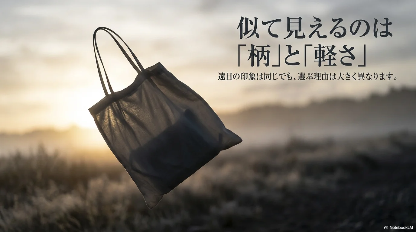 柄と軽さが似て見えるバッグ比較のイメージ