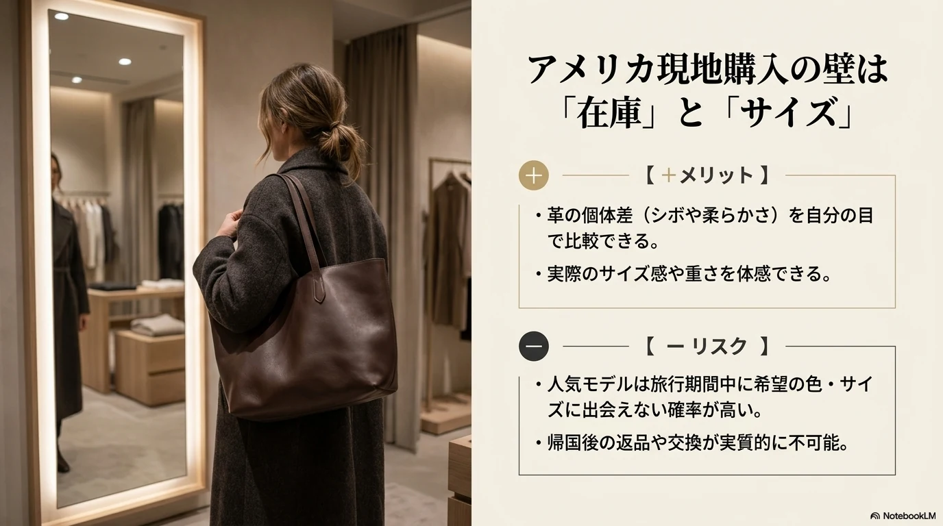 The Rowのアメリカ店舗購入で在庫とサイズを確認する場面