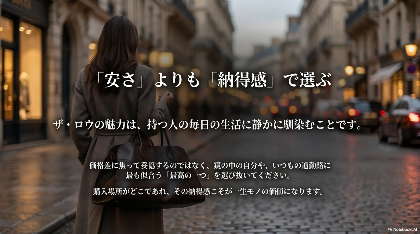 The Rowは安さより納得感で選ぶというまとめのイメージ