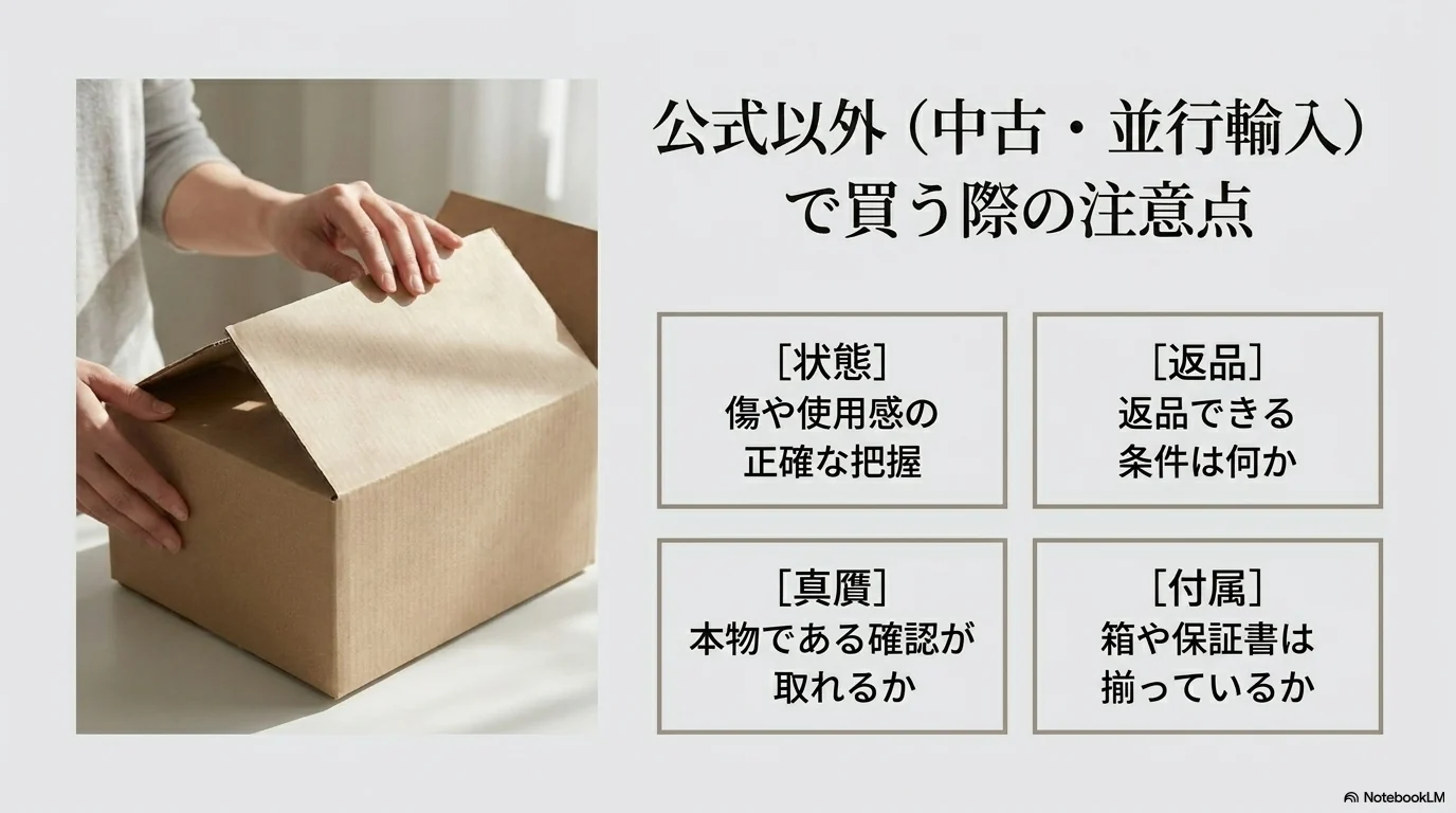 ヴァレクストラを中古や並行輸入で買う際に確認する状態や返品条件