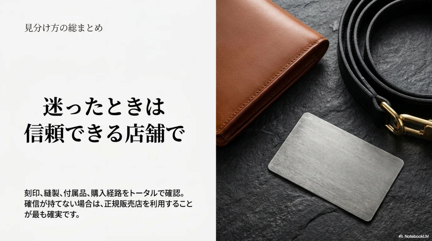 確信が持てないときは正規販売店を利用するという結論を示した図